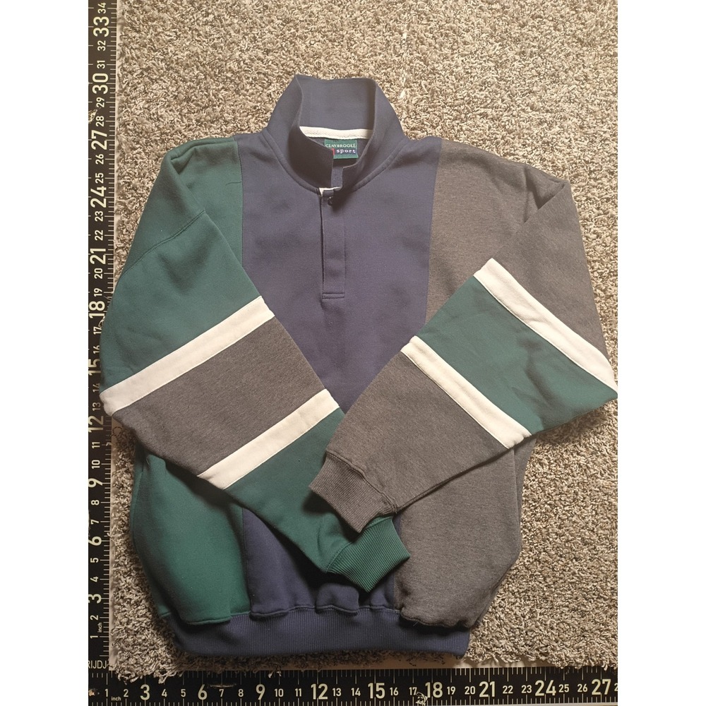 Vintage Claybrooke Sport Colorblock Sweatshirt Mens Large Navy Green Grey 90s